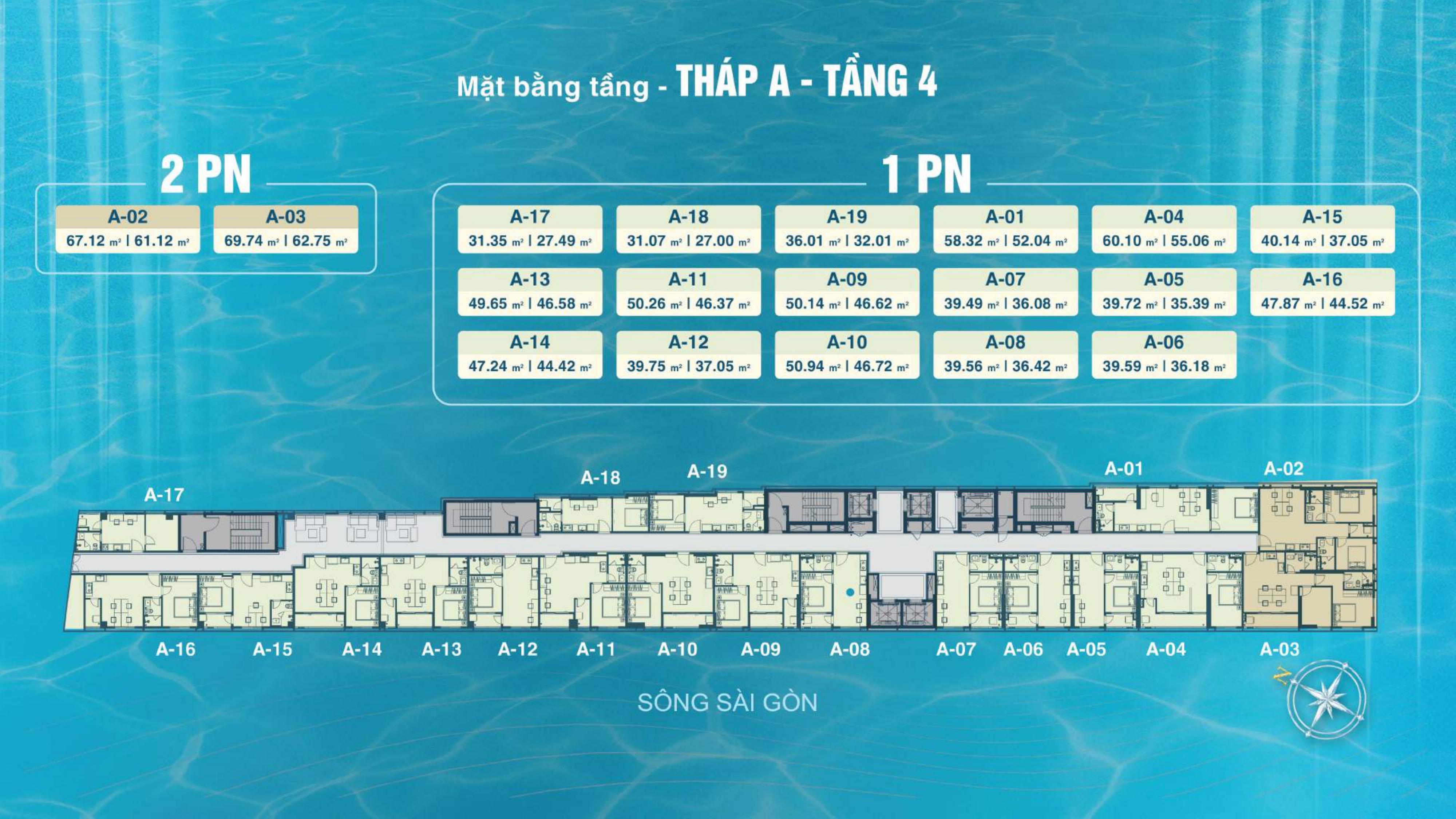 Mặt bằng tầng Tháp A tầng 4 Serena Riverside