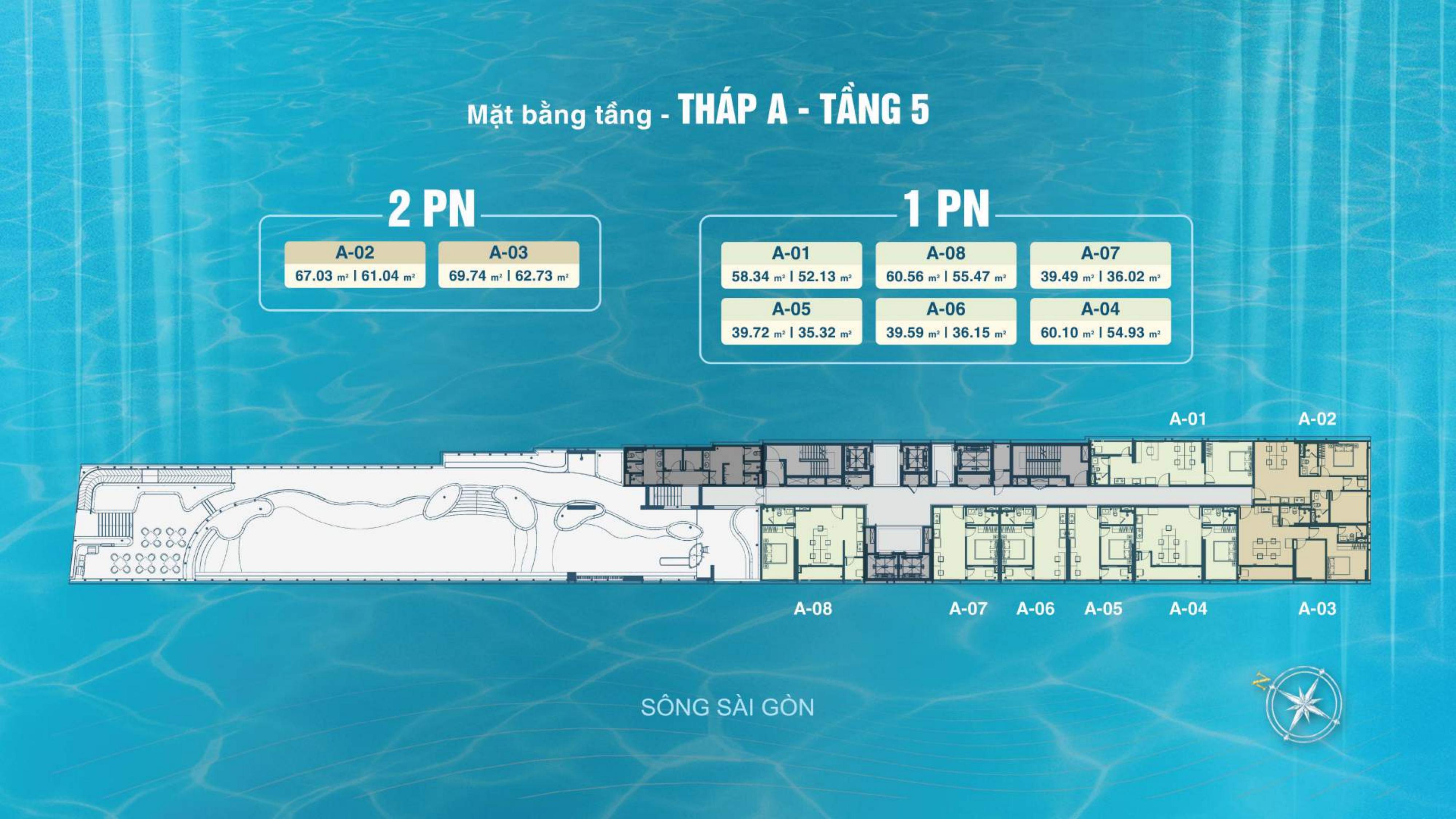Mặt bằng tầng Tháp A tầng 5 Serena Riverside
