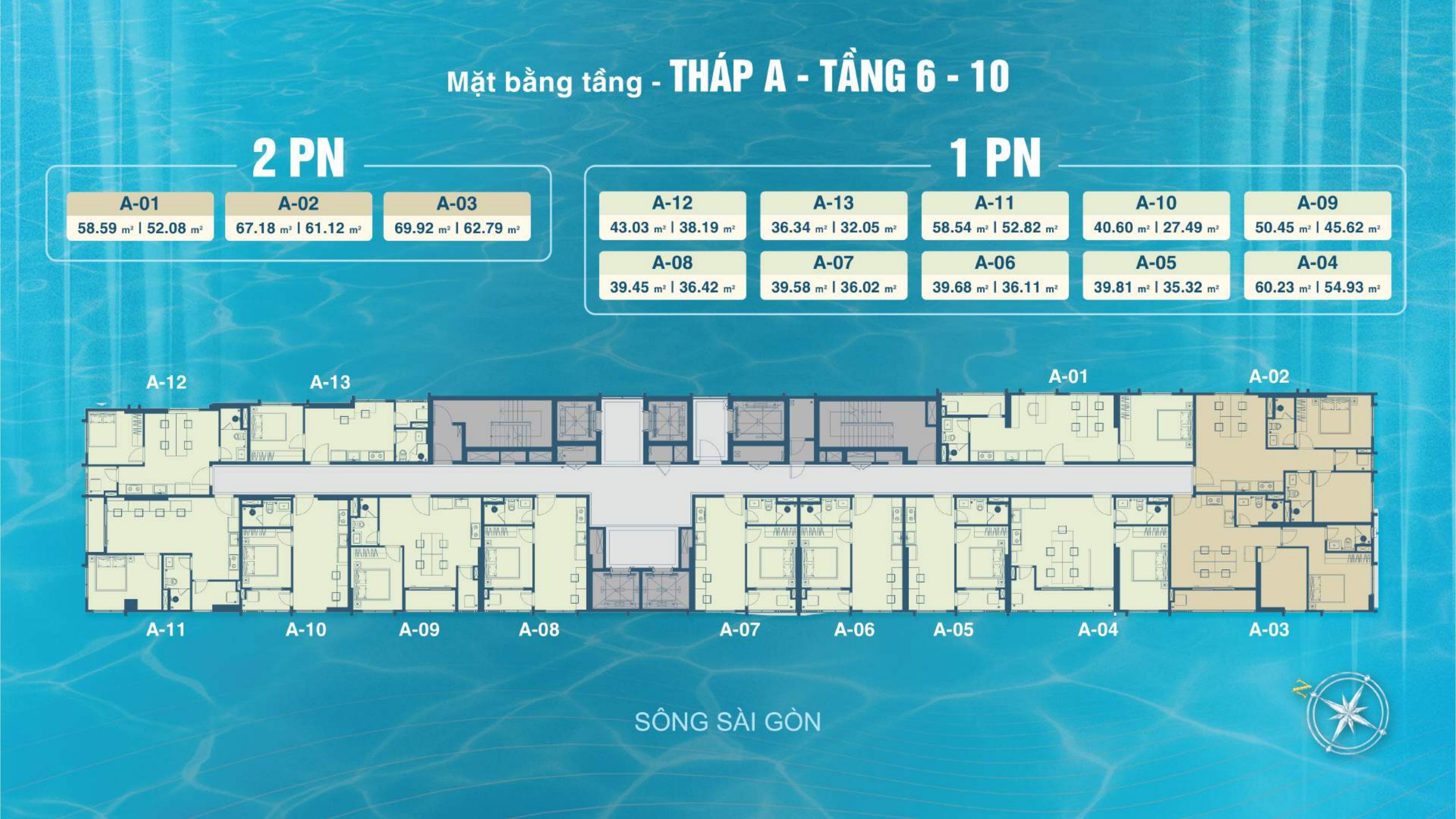 Mặt bằng tầng Tháp A tầng 6-10 Serena Riverside
