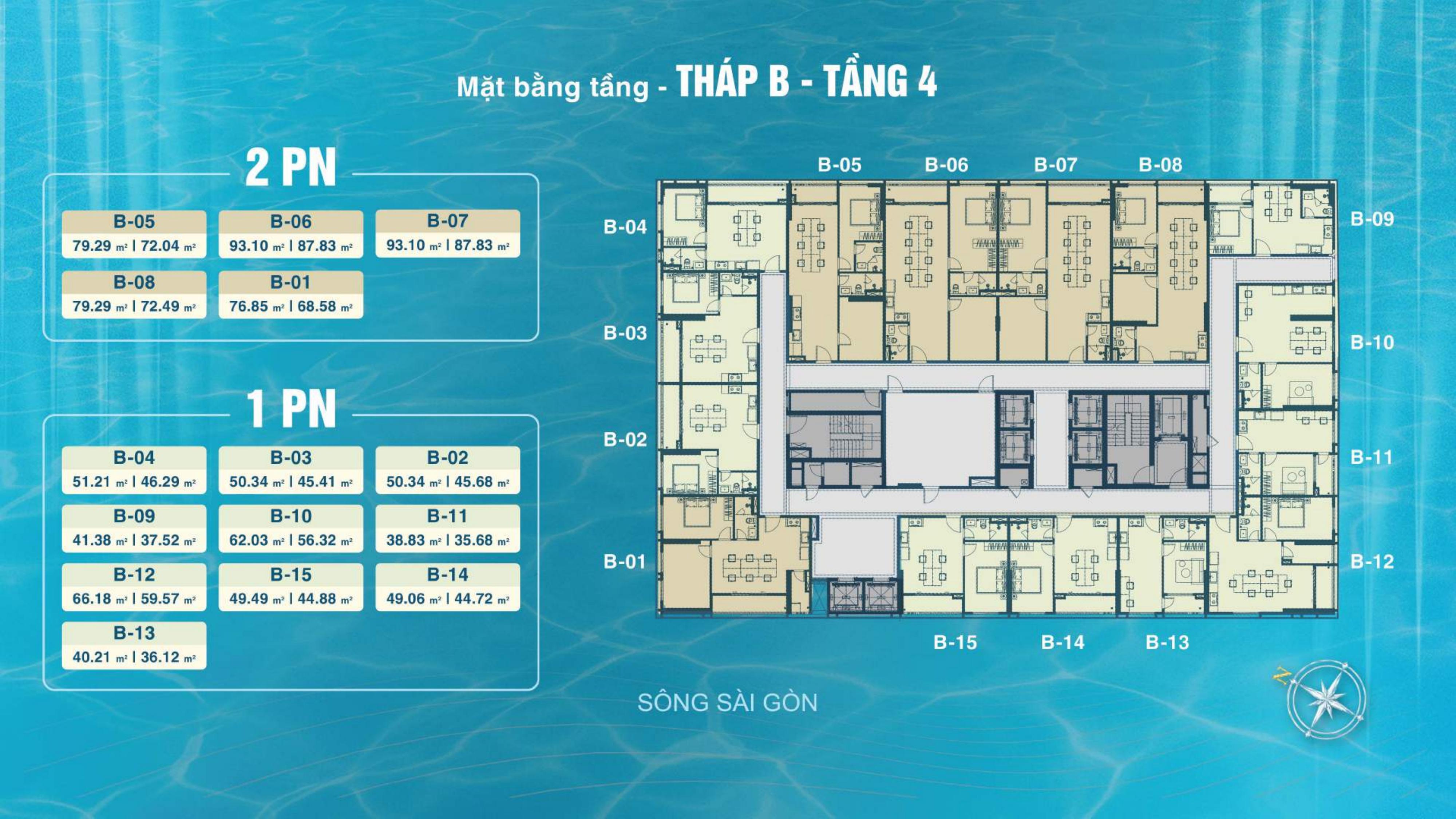 Mặt bằng tầng Tháp B tầng 4 Serena Riverside