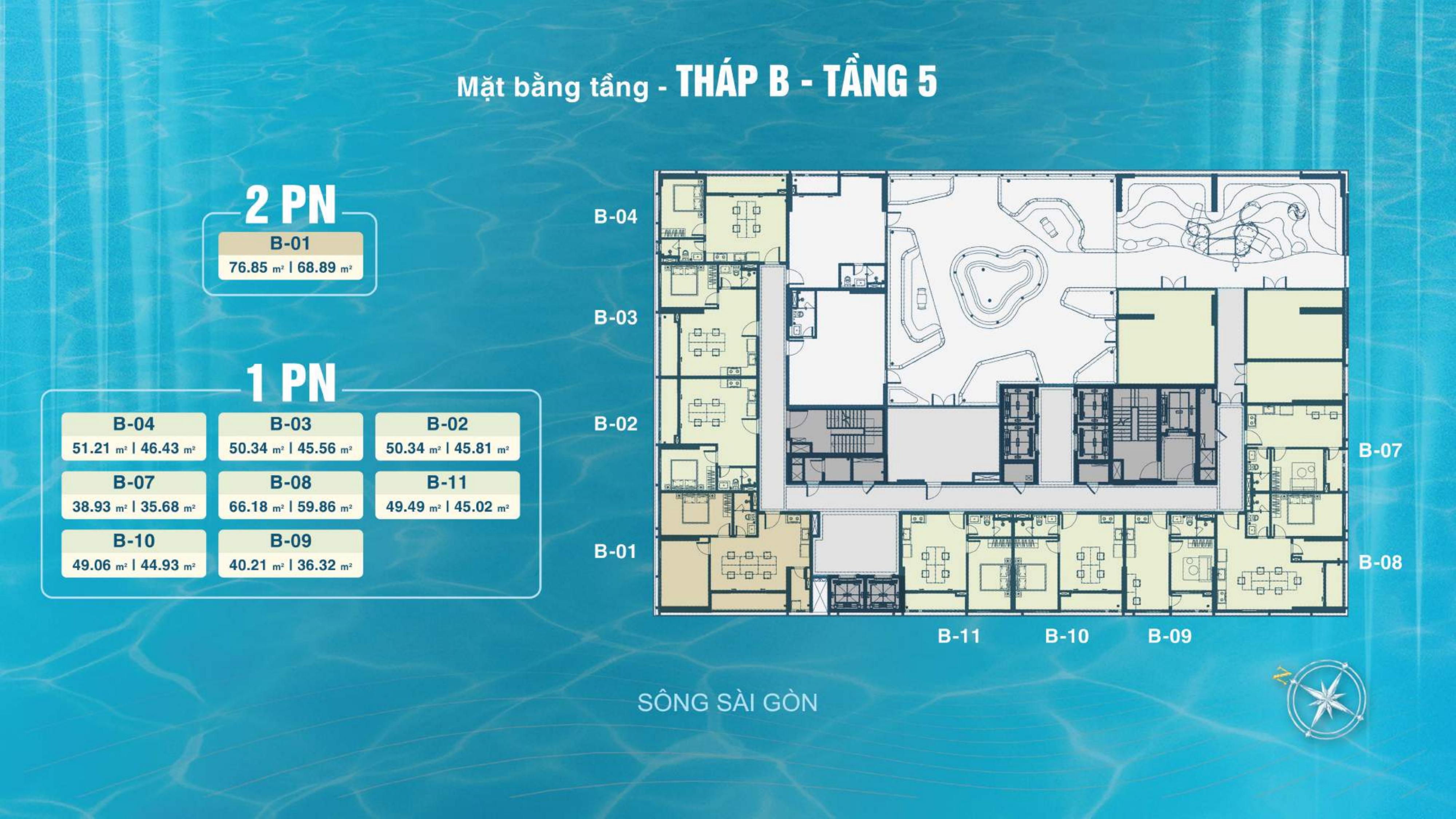 Mặt bằng tầng Tháp B tầng 5 Serena Riverside