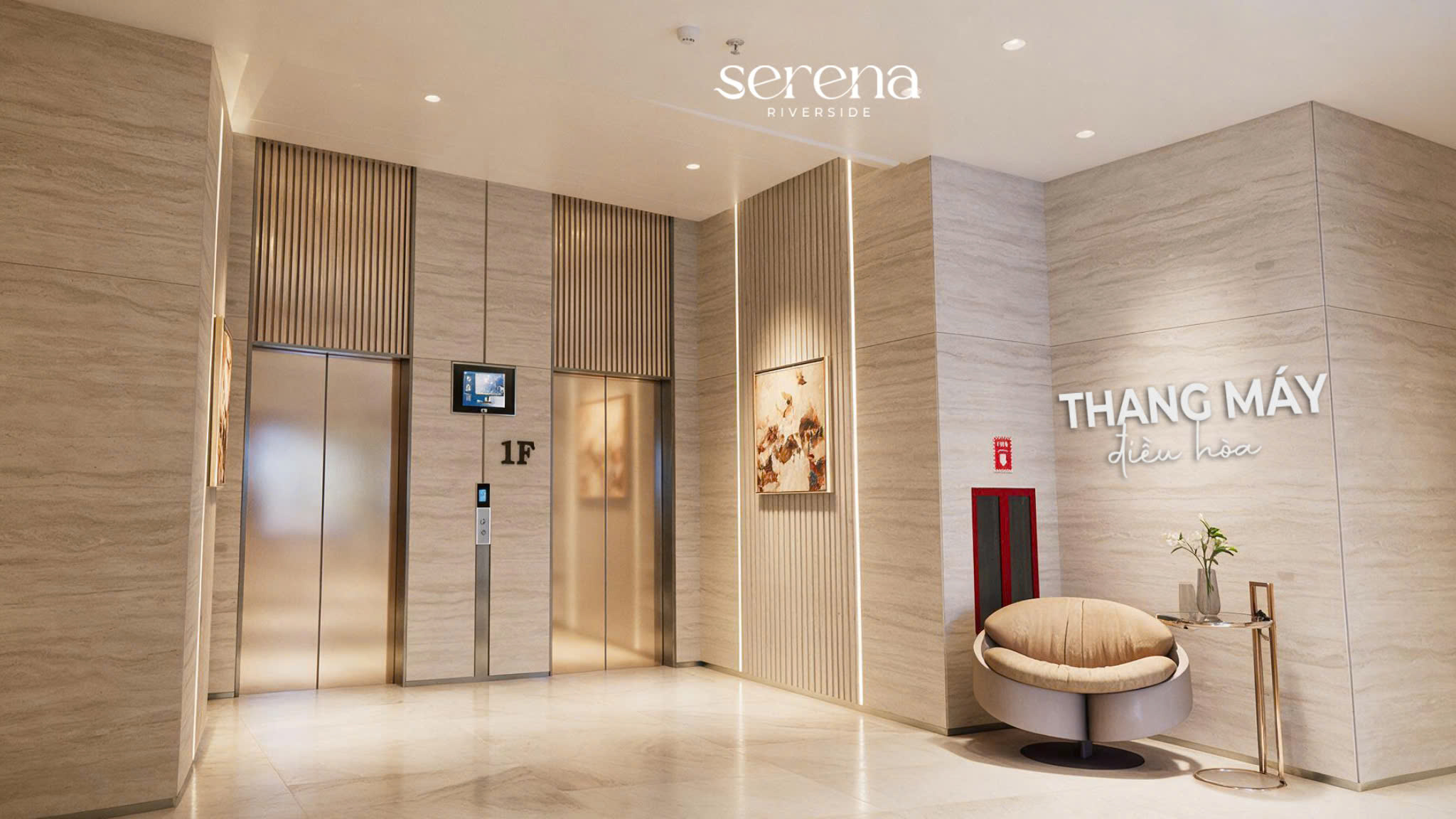 Sảnh thang máy có điều hòa Serena Riverside